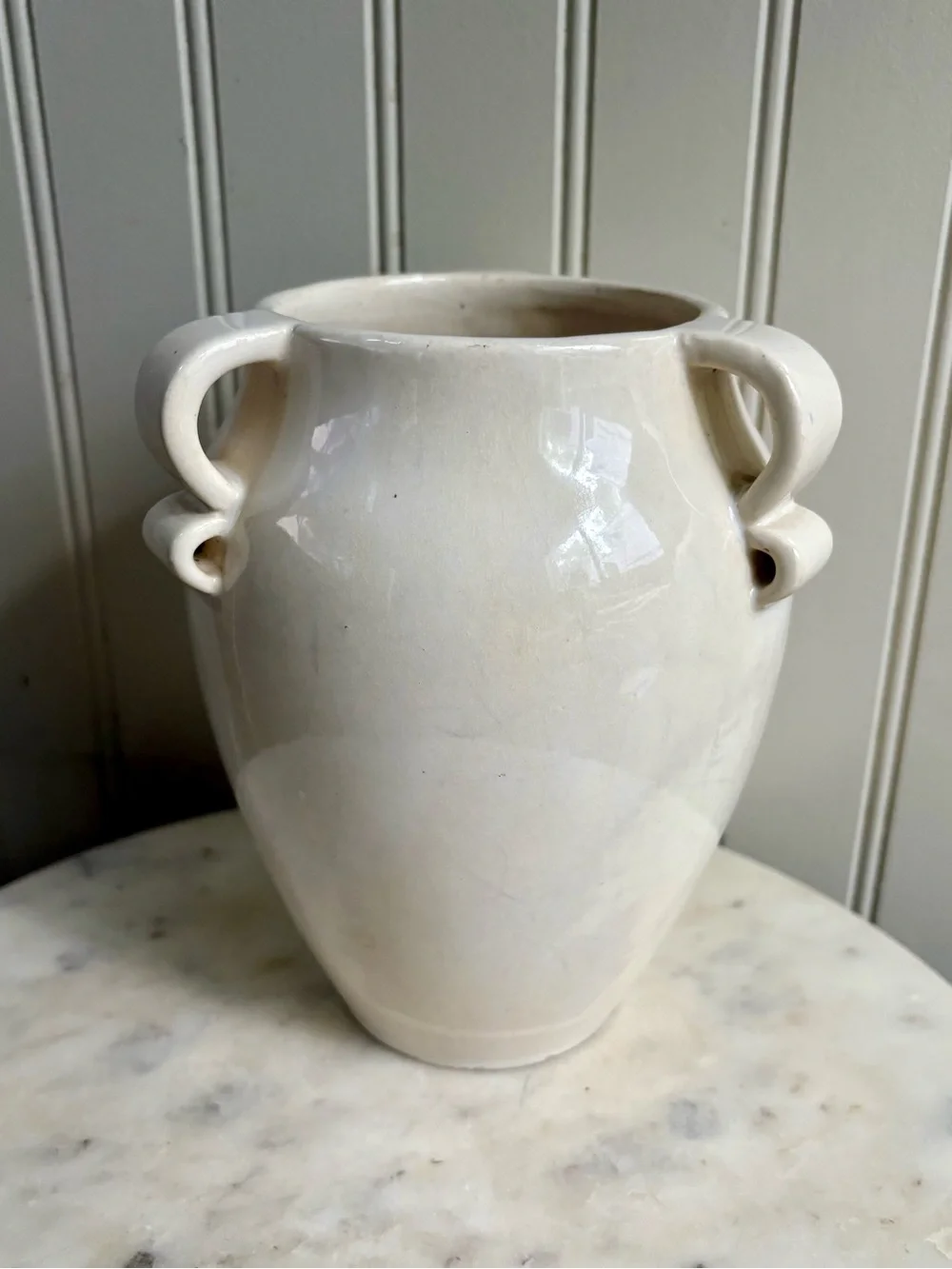 Vintage Fulper Pottery Vase #887 w/3 Ribbon Handles Circa 1930s Collectible VTG